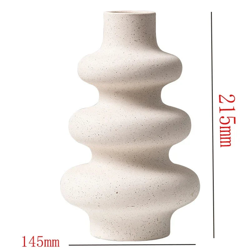 Nordic Style Flower Vase Morandi Geometric Vase Ceramic Art Crafts Bedroom Living Room Desktop Decoration Vase Decoration Home