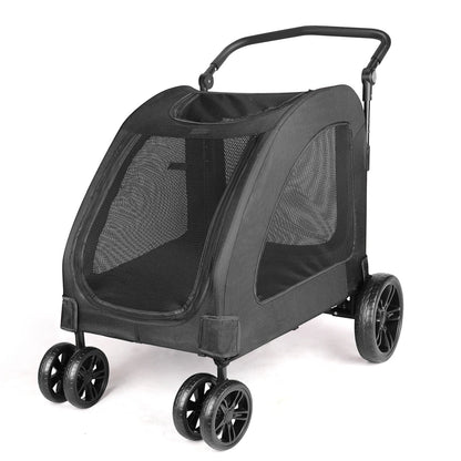 Heavy Duty Dog Stroller for Large Dogs up to 120 lbs, Foldable Pet Wagon with 360° Wheels, All-Round Ventilation, Front & Rear Z