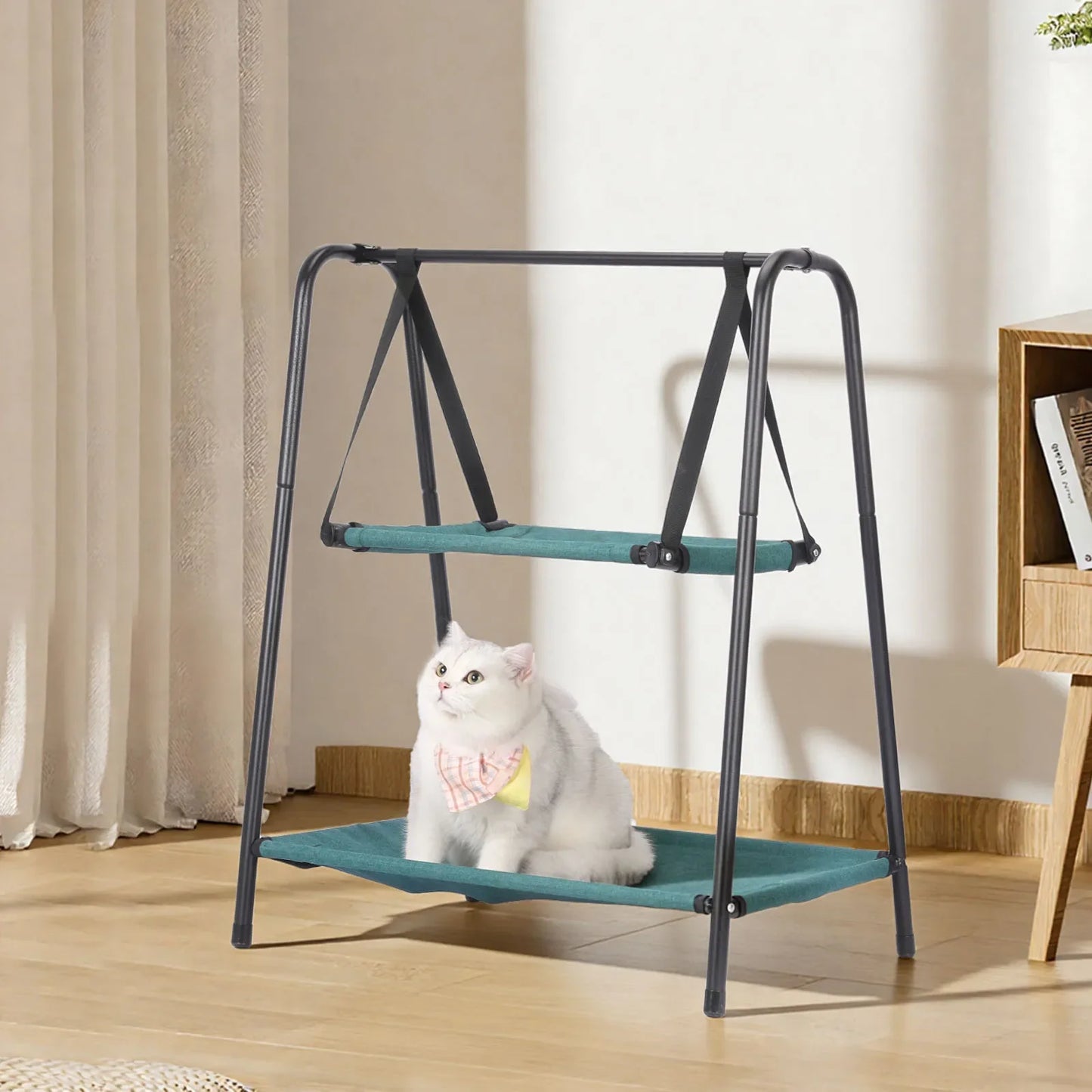 Cat Hammock Window Bed Kitten Sunny Seat Hanging Mount Beds Cat Sofa Wall Pet Hanging Winter Dual-Layer Hammock Cat Climbing