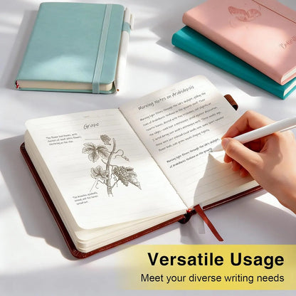 3-Pack A6 Pocket Notebooks, Lined Hardcover with Pens for Work Travel