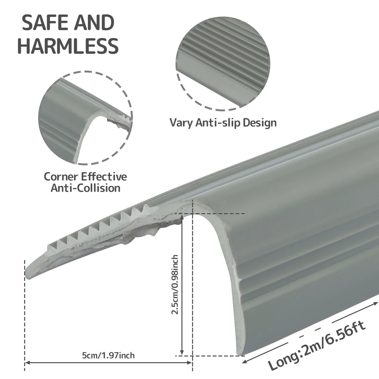 1 Roll Stair Edge Protector Soft PVC Non-slip Stair Nose Edging L-Shape Self-Adhesive Step Edge Trim Strips 2m Step Protector