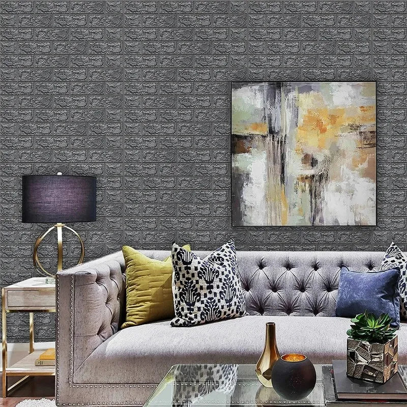 40Pcs 38.5X35cm Imitation Brick Wallpaper Self-adhesive Waterproof Moisture-proof Living Room Background Bedroom Wall Decoration