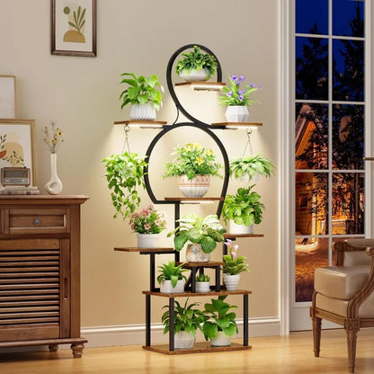 Flower stand indoor growth light multi-layer wrought iron living room balcony household green plant rack storage rack