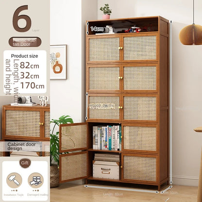 Bookcase with door, multi-layer storage rack, seam storage cabinet, living room display cabinet, bookshelf