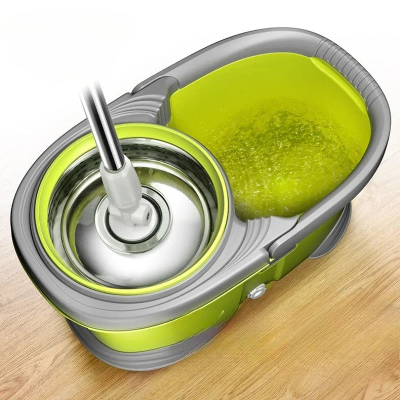 Spin Mop Bucket Dual Drive Hands Free Wringer Microfiber Mop Set 360 Spin Self Press Wringing Easy Clean Home Kitchen Floor