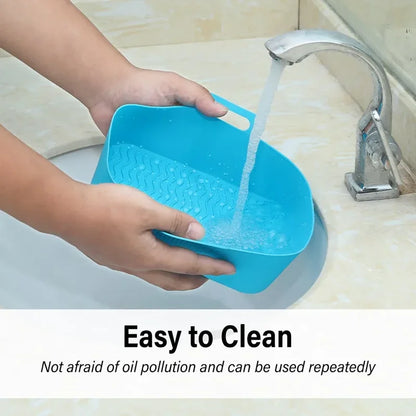 2pc/1pc Air Fryer Silicone Tray Rectangle Oven Baking Basket Reusable Liner Insert Dish Fried Chicken for Airfryers Accessories