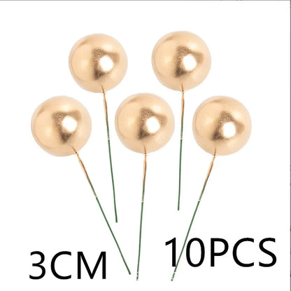 10 Pcs Colour Ball Happy Birthday Cake Topper 3CM Frosted Balls Kids Christmas Party Gift Cake Topper Wedding Dessert Decoration