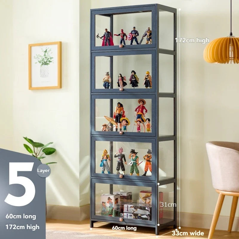 Handmade display cabinet, imitation glass transparent dustproof display cabinet, Lego toy acrylic storage box, bookshelf shelf
