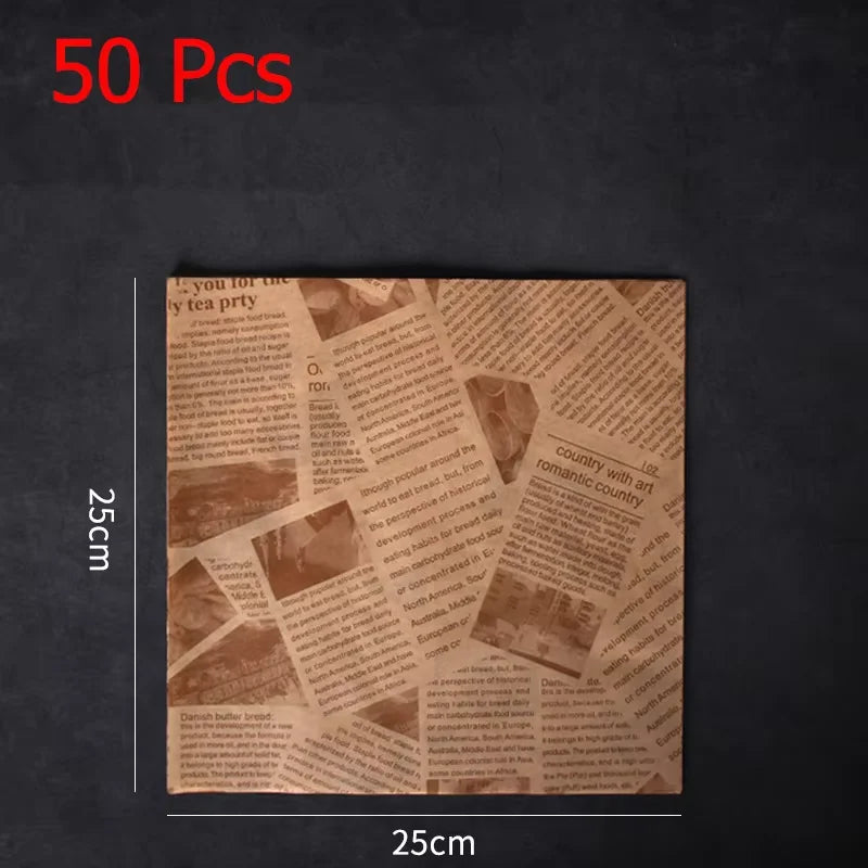 50 Pcs Parchment Paper Sheets Sandwich Wrap Wax Paper Deli Wax Paper Sheets Grease Resistant Tray Basket Liners Newsprint Paper