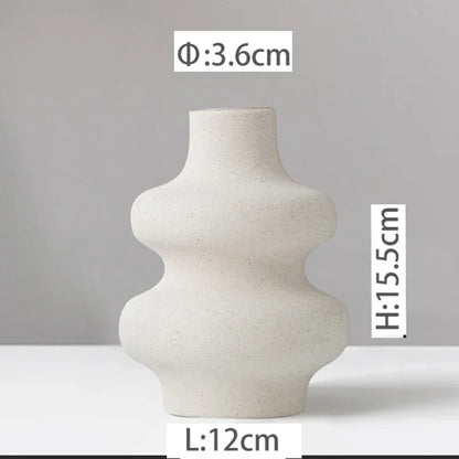 Nordic Style Flower Vase Morandi Geometric Vase Ceramic Art Crafts Bedroom Living Room Desktop Decoration Vase Decoration Home