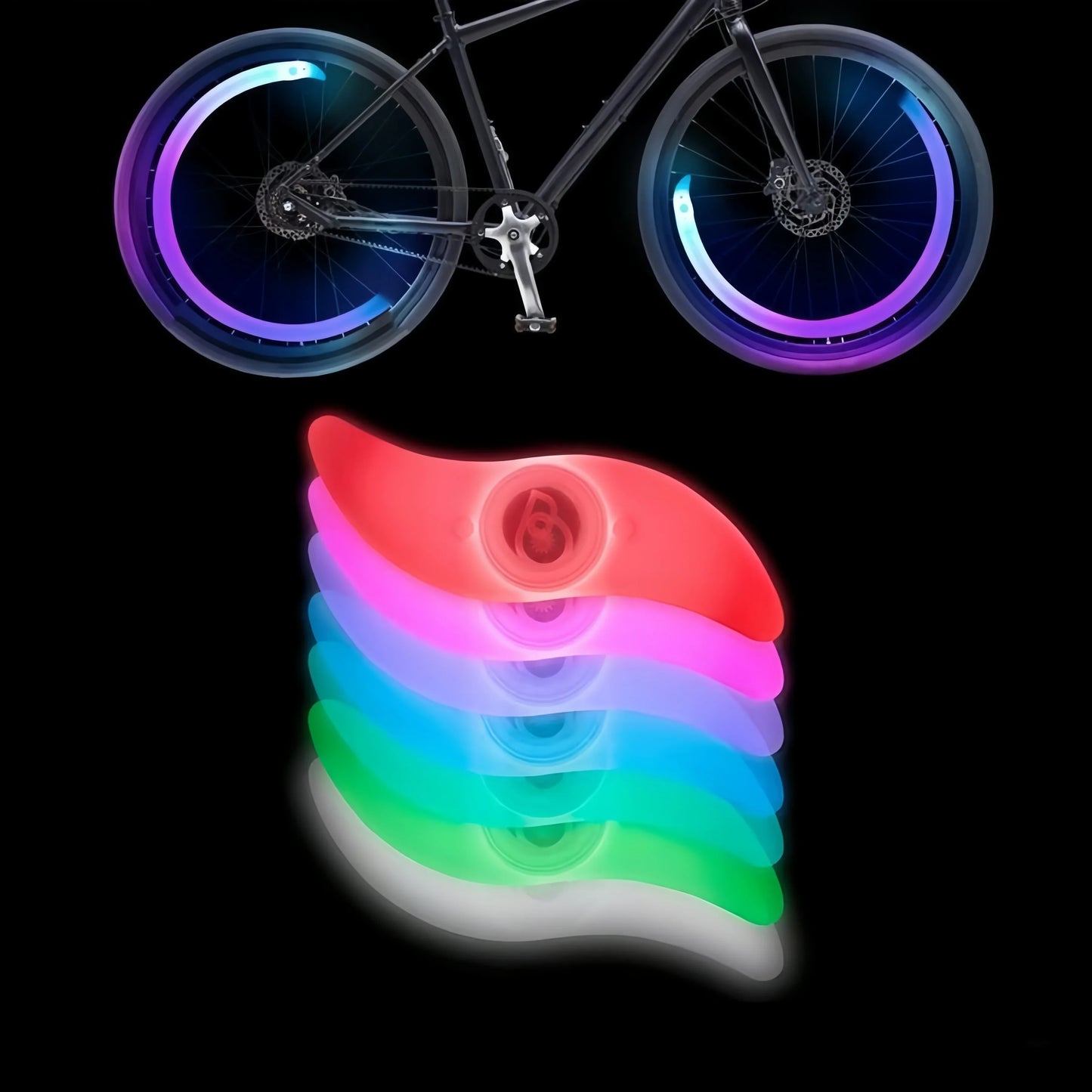 2 Pcs LED Bike Wheel Lights, 2-Pack - Color Changing & Color Select Modes - Light Up Your Spokes - Morph Through Rainbow Colors