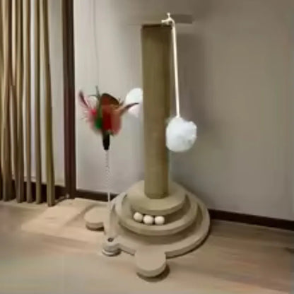Tall Sisal Cat Scratching Post with Hanging Ball - Premium Vertical Scratcher for Indoor Cats Kittens, Interactive Toy Included