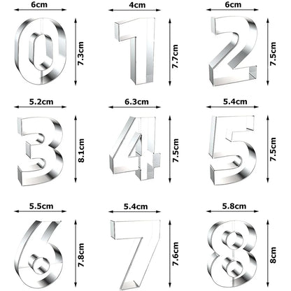 9PCS Number Cookie Cutters Set Birthday Numbers 0-8 Stainless Steel Cookie Cutters Shapes DIY Fondant Cutter Molds YY214