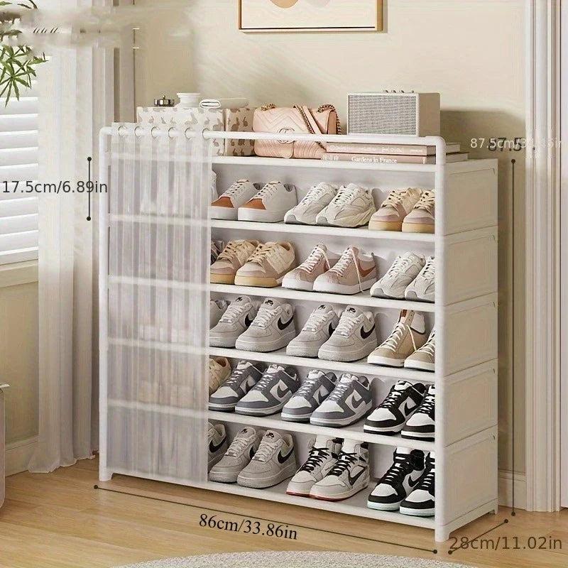 Dustproof Foldable Shoe Display Rack with Non-Slip Base, Easy to Clean, Multi-Layer Storage Shelf for Shoes and Accessories