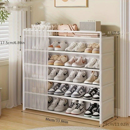 Dustproof Foldable Shoe Display Rack with Non-Slip Base, Easy to Clean, Multi-Layer Storage Shelf for Shoes and Accessories