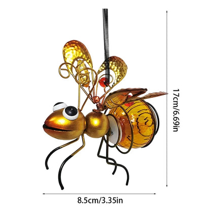 Solar Powered Hanging Bug Light Metal Hanging Flying Insects Lamp Garden Bug Light Ornament for Outside Lawn Decor