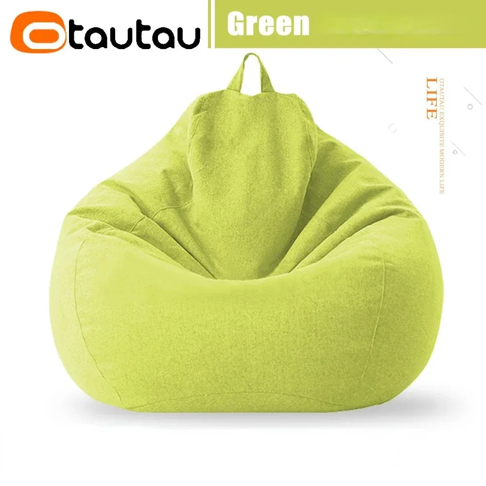 OTAUTAU Cotton Linen Bean Bag Cover without Filler Floor Corner Lazy Beanbag Chair Pouf Salon Ottoman Puff Lounger Sac DD002