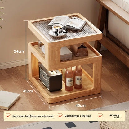 Solid wood bedside table, bedroom bedside storage, household sofa edge