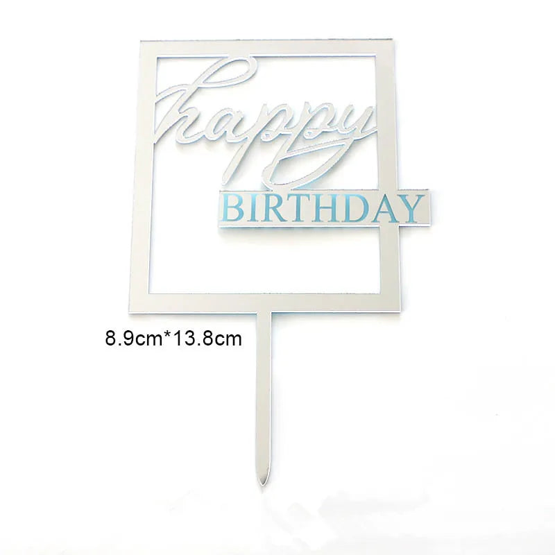 New Acrylic Kids Happy Birthday Cake Toppers Gold Boy or Girl Birthday Party Cake Topper for Baby Shower Gift Dessert Decoration