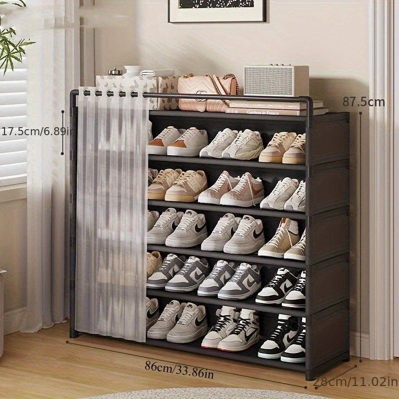 Dustproof Foldable Shoe Display Rack with Non-Slip Base, Easy to Clean, Multi-Layer Storage Shelf for Shoes and Accessories