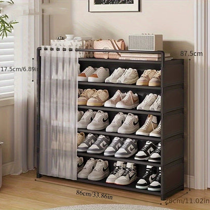 Dustproof Foldable Shoe Display Rack with Non-Slip Base, Easy to Clean, Multi-Layer Storage Shelf for Shoes and Accessories
