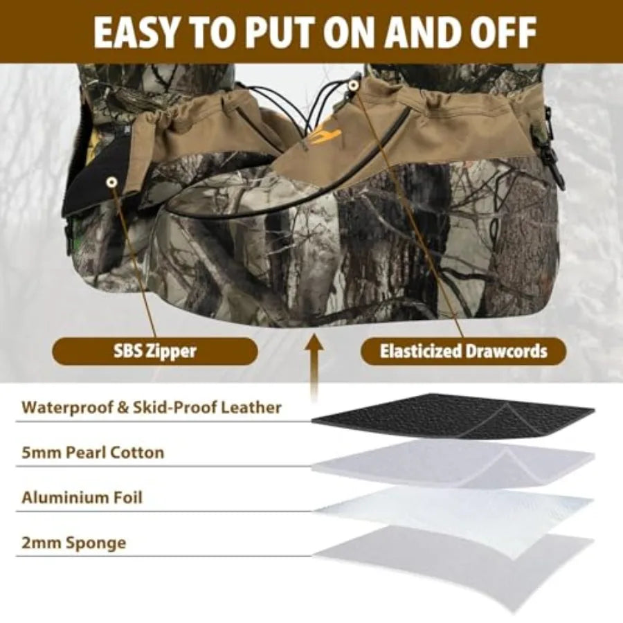 Insulated Boot Covers 600D Durable Cold Weather Insulators with Water-Resistant PU Leather Non-Slip Boot Covers for Hunting Fis