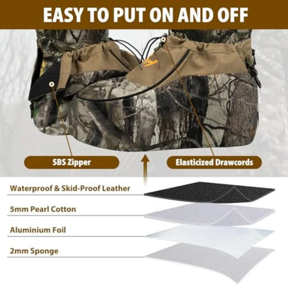 Insulated Boot Covers 600D Durable Cold Weather Insulators with Water-Resistant PU Leather Non-Slip Boot Covers for Hunting Fis