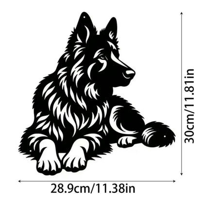Artistic Metal German Shepherd Wall Art - Iron Silhouette Sculpture, Ideal for Outdoor Garden & Indoor Living Room Decor