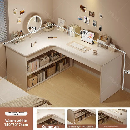 Computer desk Desktop Home bedroom Bookshelf Integrated student learning to write Corner Multifunctional office desk
