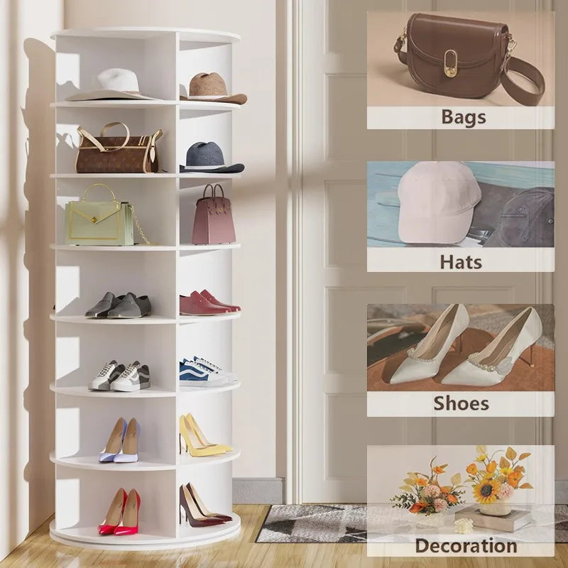 Multifunctional rotating shoe rack storage rack household bag toy floor-standing 360-degree rotating storage rack display rack