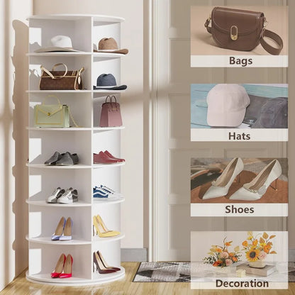 Multifunctional rotating shoe rack storage rack household bag toy floor-standing 360-degree rotating storage rack display rack