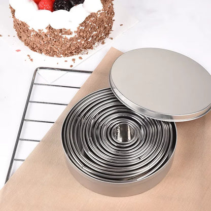 14 Pieces Round Cookie Biscuit Cutter Set Stainless Steel Donut Cutter Ring Molds Kitchen Graduated Circle Pastry Cutters YY129
