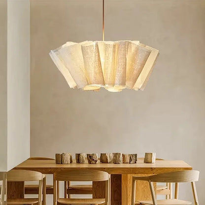 Wabi Sabi Pleated Pendant Light Nordic Linen Fabric Chandelier  For Living Room Study Clothes Shop Restaurant Decoration Light