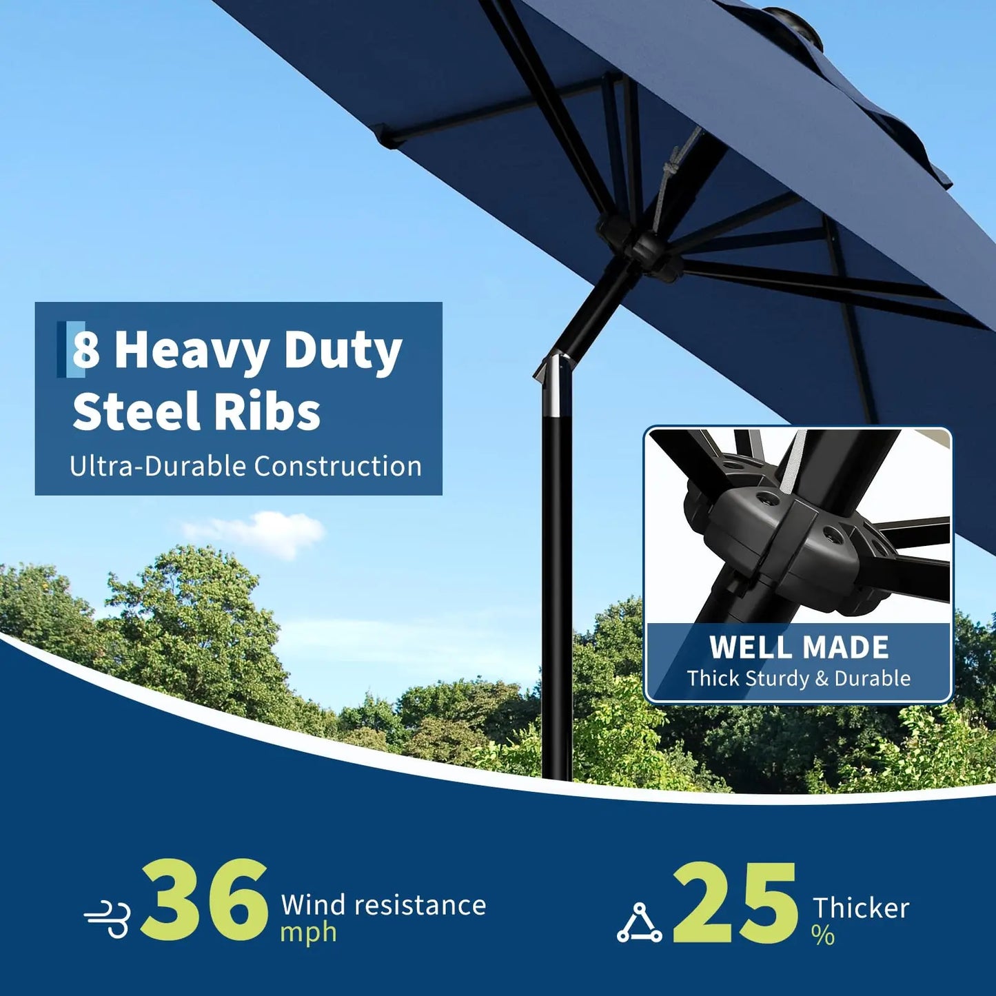 10FT Patio Umbrella Outdoor Table Market Umbrella With Crank Lift & Tilt Sunshade Waterproof For Garden Yard Pool Deck