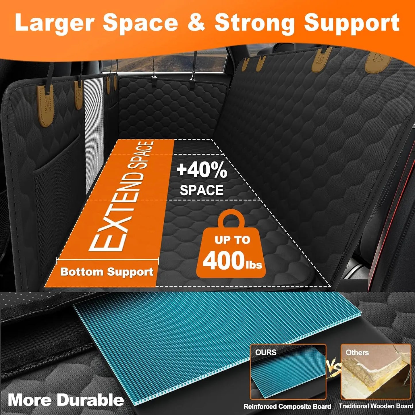 Cat Car Seat Cover for Back Seat,100% Waterproof Scratch Proof Nonslip Seat Cover,600D Heavy Duty Scratch Proof Nonslip Durable
