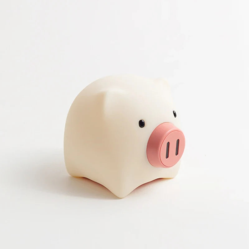 Cute Pig Night Light Pet Silicone Night Lamp Rechargeable Warm Lamp Timed Turn Off Room Decoration Children's Night Light Gift