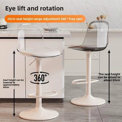 Adjustable Swivel Bar Stool Gas Lift High Back PU Leather Modern Counter Chair Kitchen Breakfast Bar Bar Stools Furniture