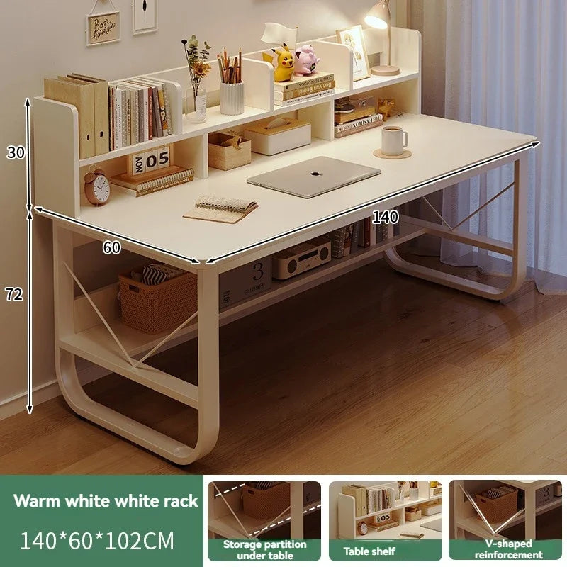 Computer Desk, Desktop, Home Bookshelf Integrated, Student Bedroom, Study Writing, Desk And Chair Combination, Simple Office Des