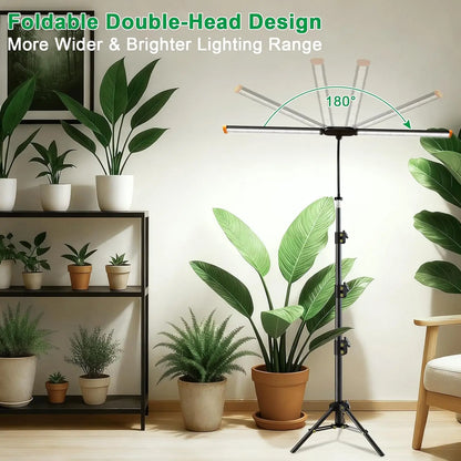 Full Spectrum LED Floor Grow Light for Indoor Plants, Dimmable with Timer, Adjustable Height 17-62", 6000K White Light