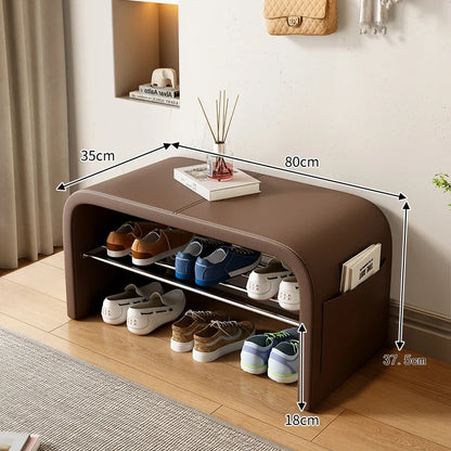 Light luxury shoe changing stool for home use, shoe wearing stool, shoe cabinet, integrated bed end stool