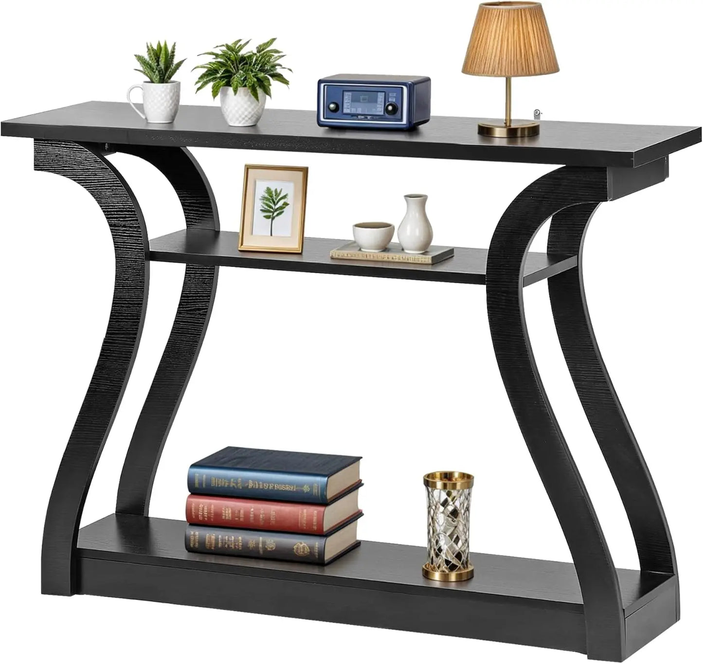 Console Table, Entryway Table with 3 Tier Storage Shelves, Narrow Long Sofa Table for Entryway, Living Room, Hallway, Couch