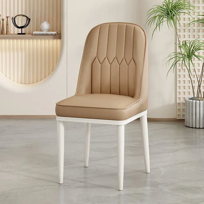 Modern Upholstered Padded Creamy Dining Chair Soft High Back Minimalist Kitchen Dining Cafe Hotel Stool Home House Furniture
