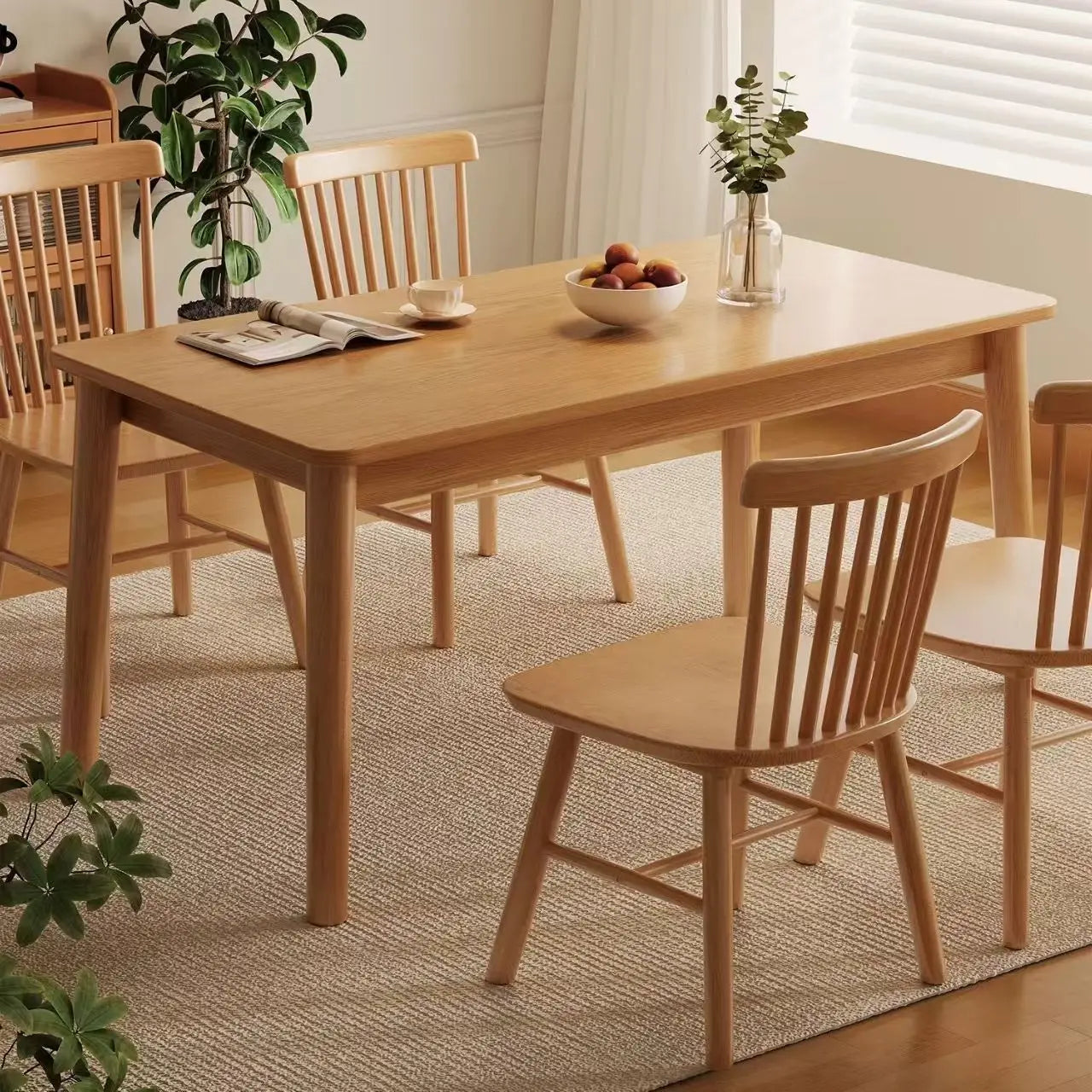 Solid wood dining table modern home rectangular dining table Japanese style dining table small apartment simple