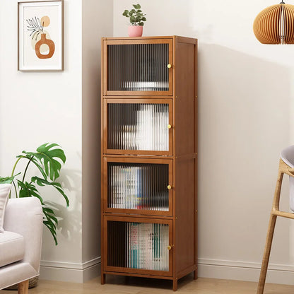 Bookcase with door, multi-layer storage rack, seam storage cabinet, living room display cabinet, bookshelf