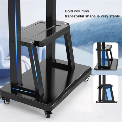 Mobile TV Stand for 32-75” TVs,Tilt TV Cart Holds up to 154Lbs Portable Stand with Storage Shelf Rolling Floor VESA 600x400mm