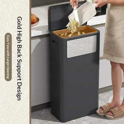 Touchless Motion Sensor Trash Can Dual Lid Hands Free Kitchen Large Capacity Outdoor Commercial Garbage Bin Lixeira Banheiro