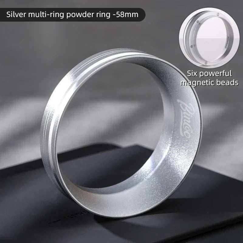 BINCOO 51mm 58mm Portafilter Dosing Ring, Magnetic Anti-Static Design for Strong Hold and Zero Coffee Spill During Prep