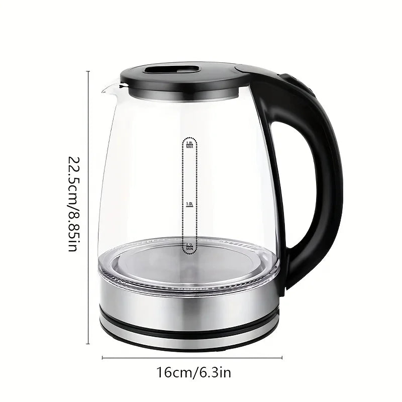 Glass Electric Kettle, Fast Boil with Auto Shut Off and Dry Burn Protection, LED Light for Tea Coffee, 110V US Plug