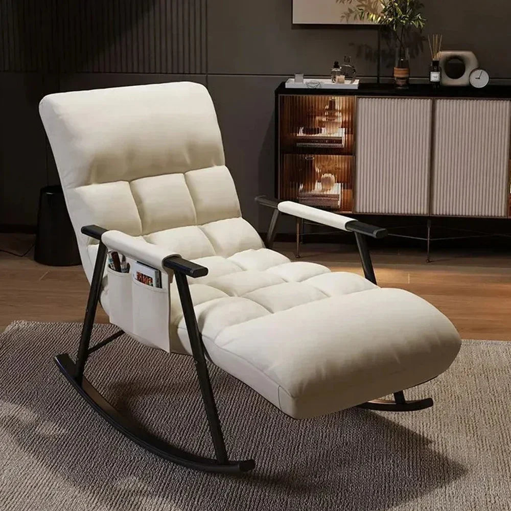 Rocking Chair Lazy Sofa Chairs Technology Cloth Lounge Chairs Adjustable Backrest Washable Relaxation and Comfort Recliner Chair