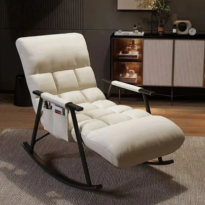 Rocking Chair Lazy Sofa Chairs Technology Cloth Lounge Chairs Adjustable Backrest Washable Relaxation and Comfort Recliner Chair